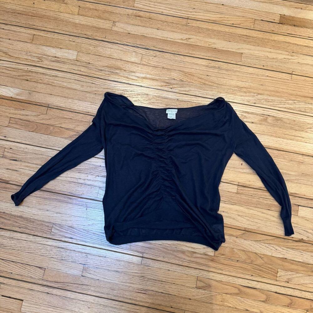 Dries Van Noten Navy Cotton Cashmere Off-Shoulder Sweater — Size S